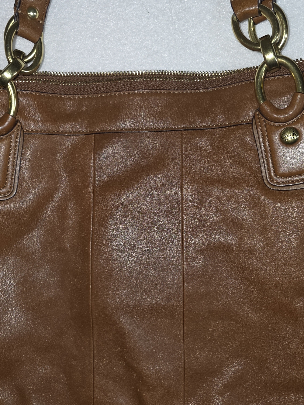 Coach Ashley Leather Tote Brown Turn Lock Pocket Large Shoulder Bag 13296 - Picture 6 of 12